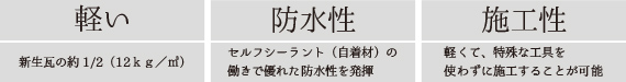 軽い/防水性/施工性